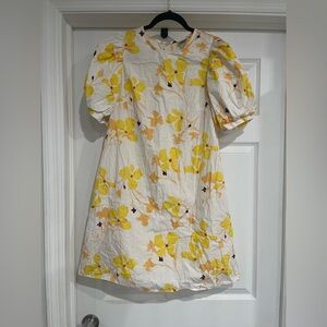 New Target "A New Day" Yellow Floral Puff Sleeve Dress, Bright Cotton Mini Dress